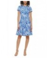 Women's Printed Short-Sleeve Fit & Flare Dress Royal $51.48 Dresses